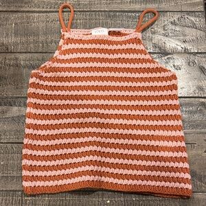 Zara Pink and terracotta Striped knit tank